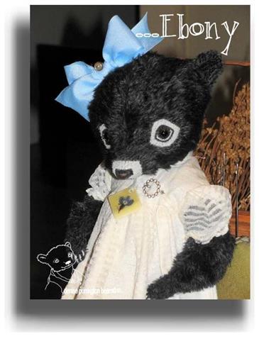 Ebony by Award Winning One Of A Kind Handmade Mohair Teddy Bear Artist Denise Purrington of Out of The Forest Bears