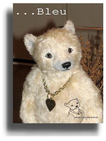 Bleu by Award Winning One Of A Kind Handmade Mohair Teddy Bear Artist Denise Purrington of Out of The Forest Bears