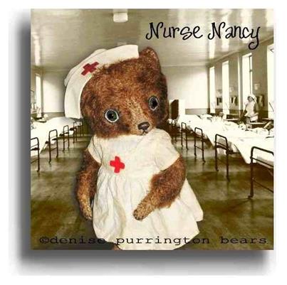 Nurse Nancy by Award Winning One Of A Kind Handmade Mohair Teddy Bear Artist Denise Purrington of Out of The Forest Bears