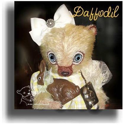 Daffodil by Award Winning One Of A Kind Handmade Mohair Teddy Bear Artist Denise Purrington of Out of The Forest Bears