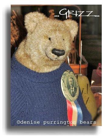 Grizz by Award Winning One Of A Kind Handmade Mohair Teddy Bear Artist Denise Purrington of Out of The Forest Bears