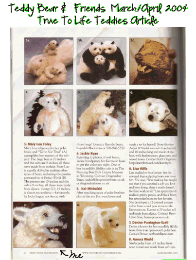 Handmade Teddy Bears by award winning custom made Mohair Teddy Bear artist, Denise Purrington Teddy Bear and Friends article