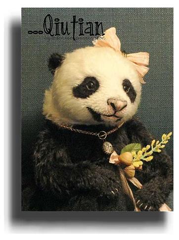 Qiutian  by Award Winning One Of A Kind Handmade Mohair Teddy Bear Artist Denise Purrington of Out of The Forest Bears