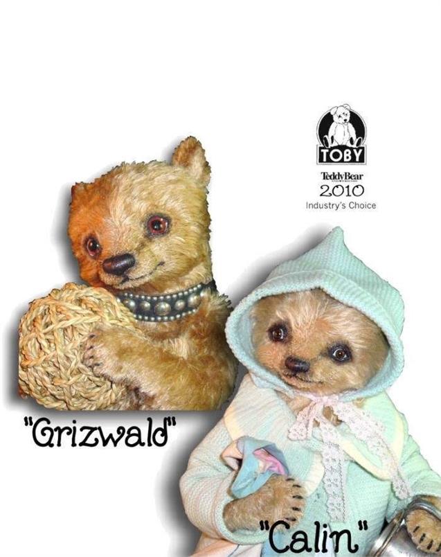 Teddy Bear and Friends 2010 TOBY Industry’s Choice Award Winners Grizwald and Calin by Hand Made Teddy Bear Artist Denise Purrington
