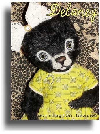 Delaney by Award Winning One Of A Kind Handmade Mohair Teddy Bear Artist Denise Purrington of Out of The Forest Bears
